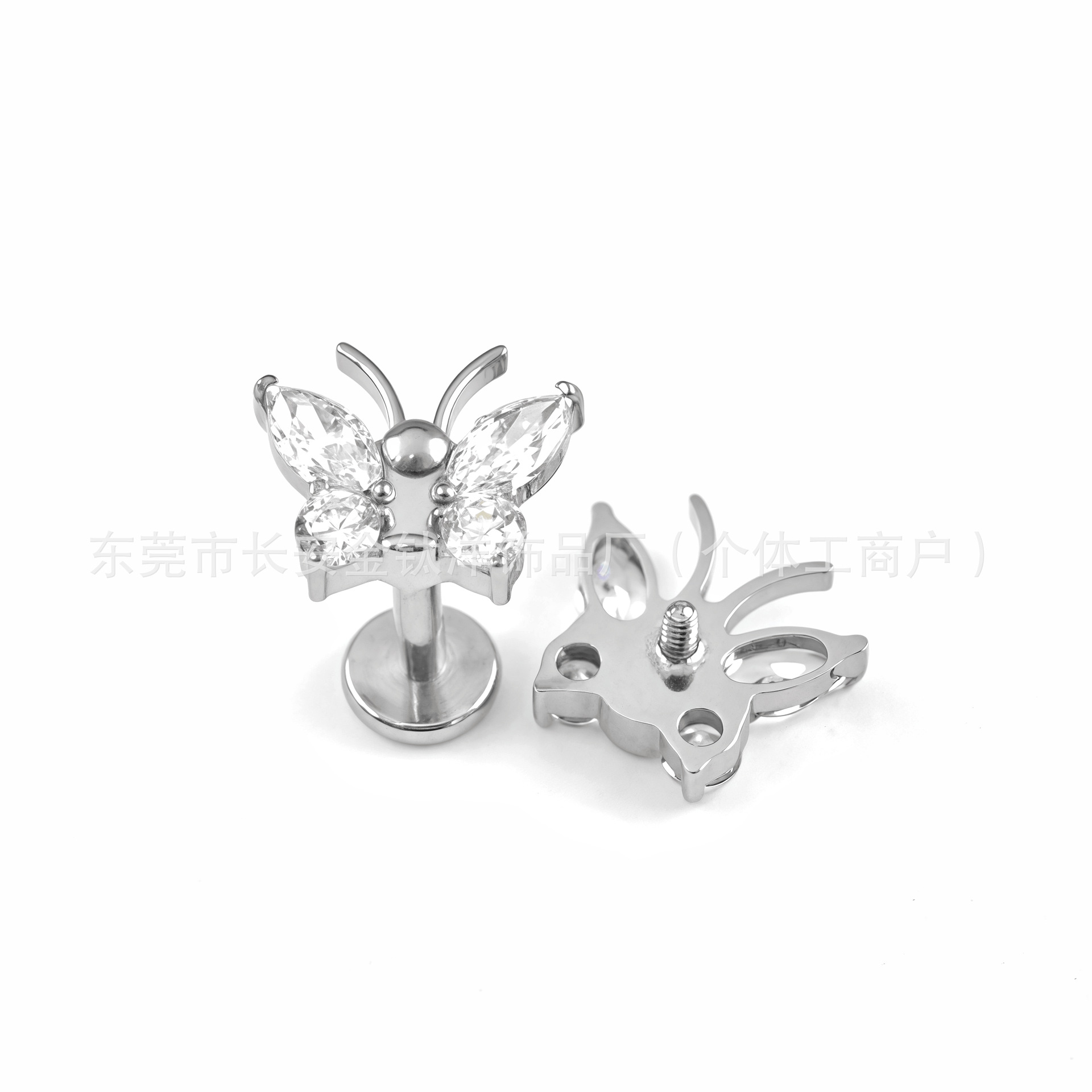 F136 Titanium Butterfly Tentacle Earrings Set with 5A Zircon Lip Nails G23 Titanium Alloy Body Piercing Jewelry - Image 3