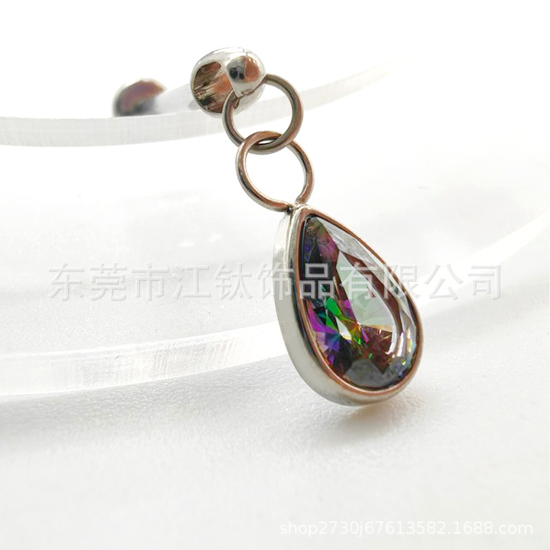 G23 Titanium Water Drop Pendant Ear Bone Nail - 1.2mm x 8mm Cartilage Stud - Image 2