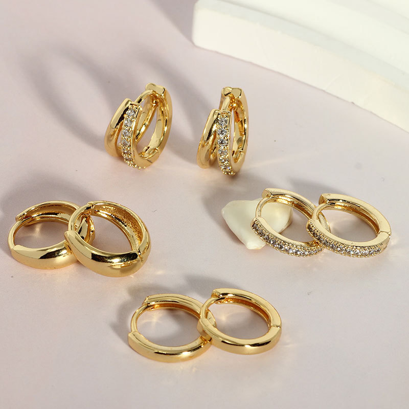 8-Piece Set Stainless Steel Gold Plated Double Layer Cubic Zirconia Ear Cuff Earring for Cartilage Helix Tragus - Image 2