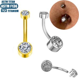 G23 Titanium Navel Ring Internally Threaded Gold Belly Button Ring Body Piercing Jewelry