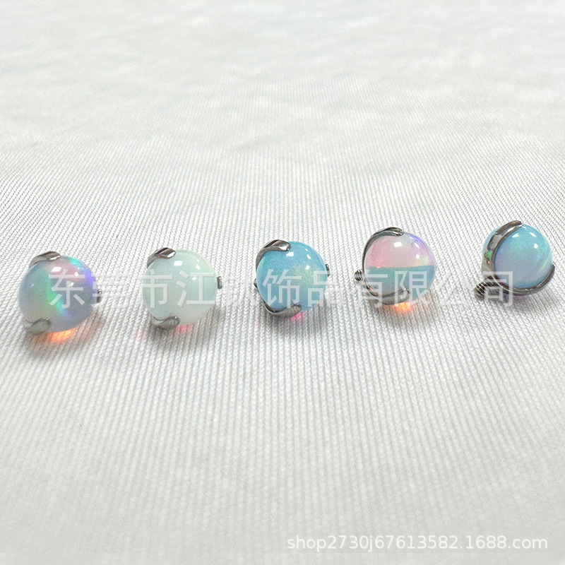 G23 Titanium Nebula Oval Ear Stud Three Claw Lip Nail Tongue Nail Body Piercing Jewelry JT431 - Image 3