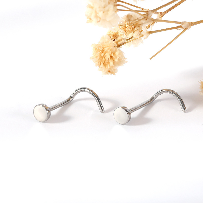 G23 Titanium Nose Nail Round Cake 5-Character 7-Character S Rod L Rod Nose Curved Nose Ornament Princess Series Nose Piercing Jewelry - Image 2