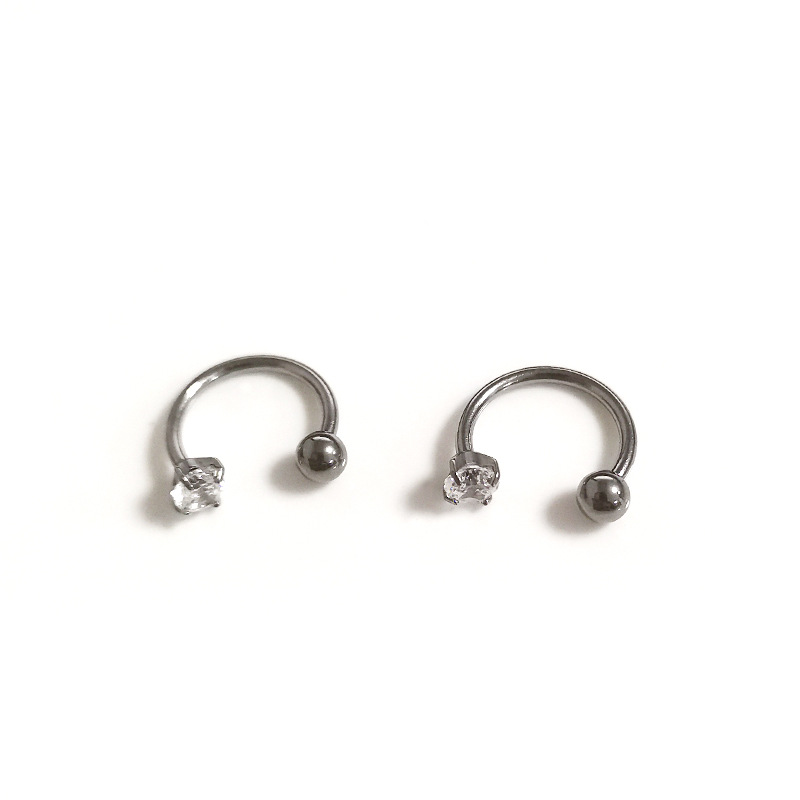 G23 Titanium Horseshoe Ring Nose Ring with Inlaid Zircon Ball C-Type Nose Nail for Piercing - Image 5