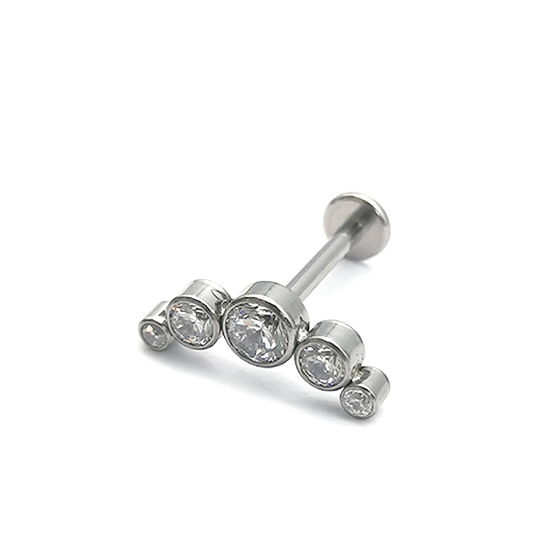F136 Titanium Earring Set CZ Welded Internal Thread Fashion Alloy Piercing Jewelry Ear Bone Nail Lip Nail - Image 5