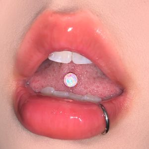 Opal Tongue Barbell Steel Titanium External Thread Tongue Ring Piercing Jewelry Hot Girl