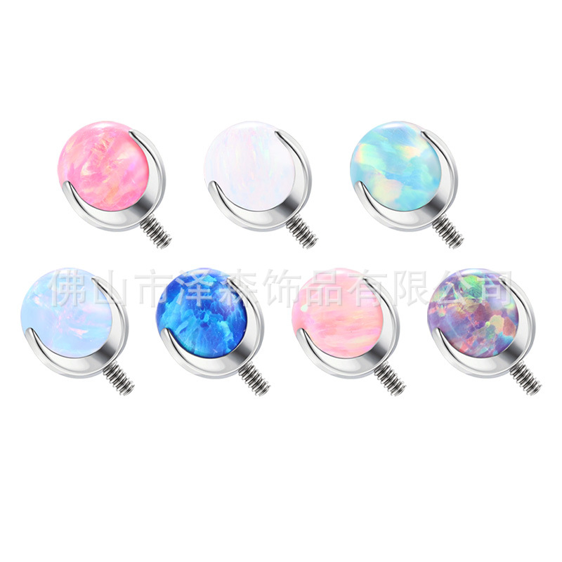 F136 Titanium Three-Claw Opal Tongue Barbell - 5mm Head 12G Thread Body Piercing Jewelry - Image 4