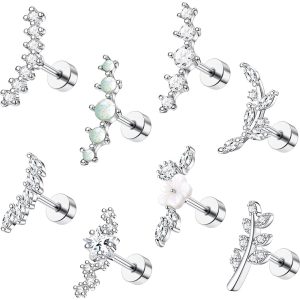 1.2mm Star Stainless Steel Screw Ear Nail Fashion Gold Electroplated Zircon Earring Women Puncture Jewelry