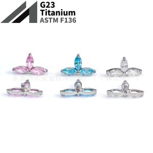 F136 Titanium Clover Earrings Marquise Zircon Ear Bone Nails Cochlear Nails Piercing Jewelry