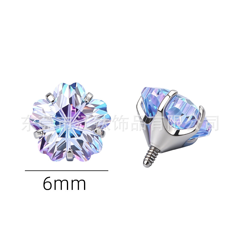 G23 Titanium Alloy Cherry Blossom Zircon Ear Bone Studs - Cartilage Earring for Helix Tragus - Image 2