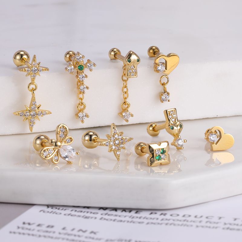 2023 New Geometric Cross Earrings for Men Women Stainless Steel Screw Back Ear Nails Fashion Jewelry Rose Gold - Image 3