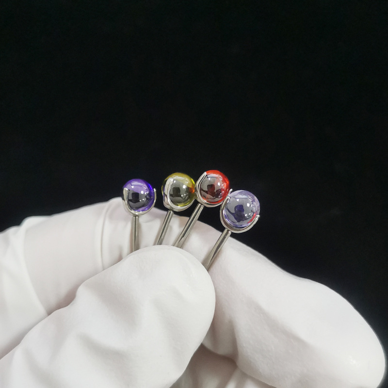 F136 Titanium Three-Claw Zircon Pin Round Bead Tongue Nail Labret Stud Ball G23 Titanium Alloy Body Piercing Lip Jewelry - Image 3