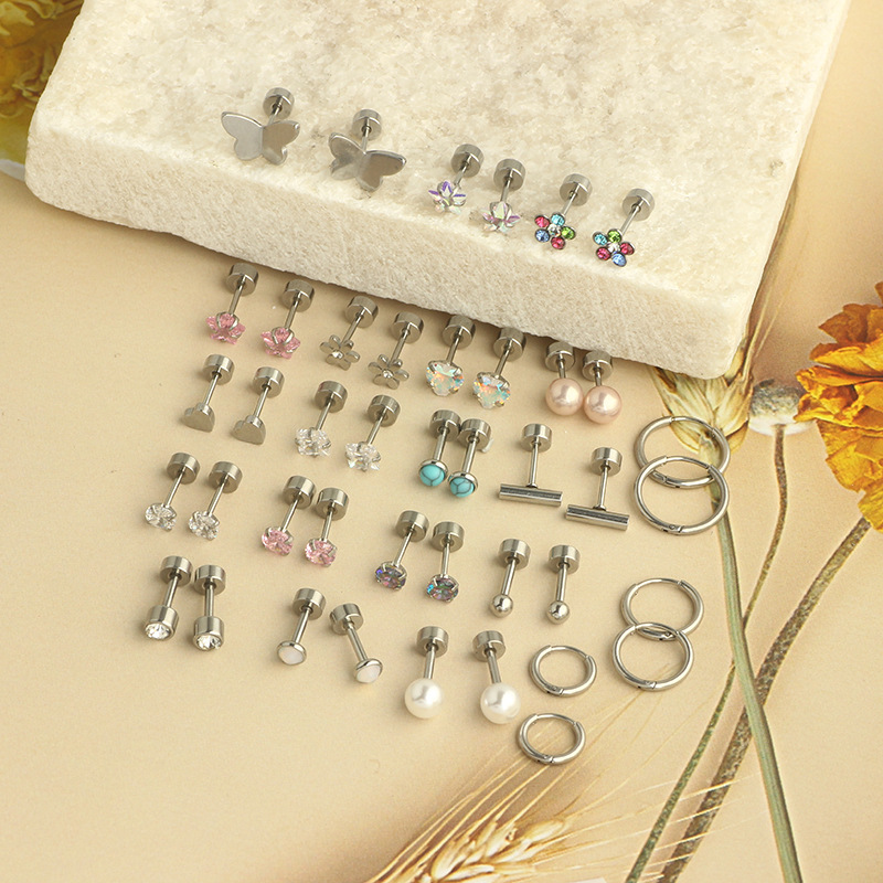 Stainless Steel Cross Mini Stud Earrings Ear Piercing Jewelry Fashion Geometric - Image 3