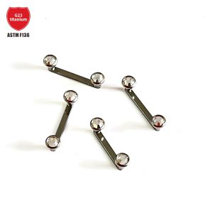 G23 Titanium Buried Nail Lock Bone Nail Inlaid Czech Diamond Titanium Alloy Piercing Jewelry Double-Headed Right Angle Skin Implant Nail
