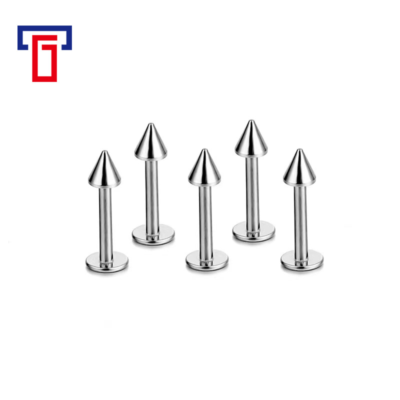 G23 Titanium External Thread Lip Labret Stud Pointed Cone Ball 16G Body Piercing Jewelry - Image 2