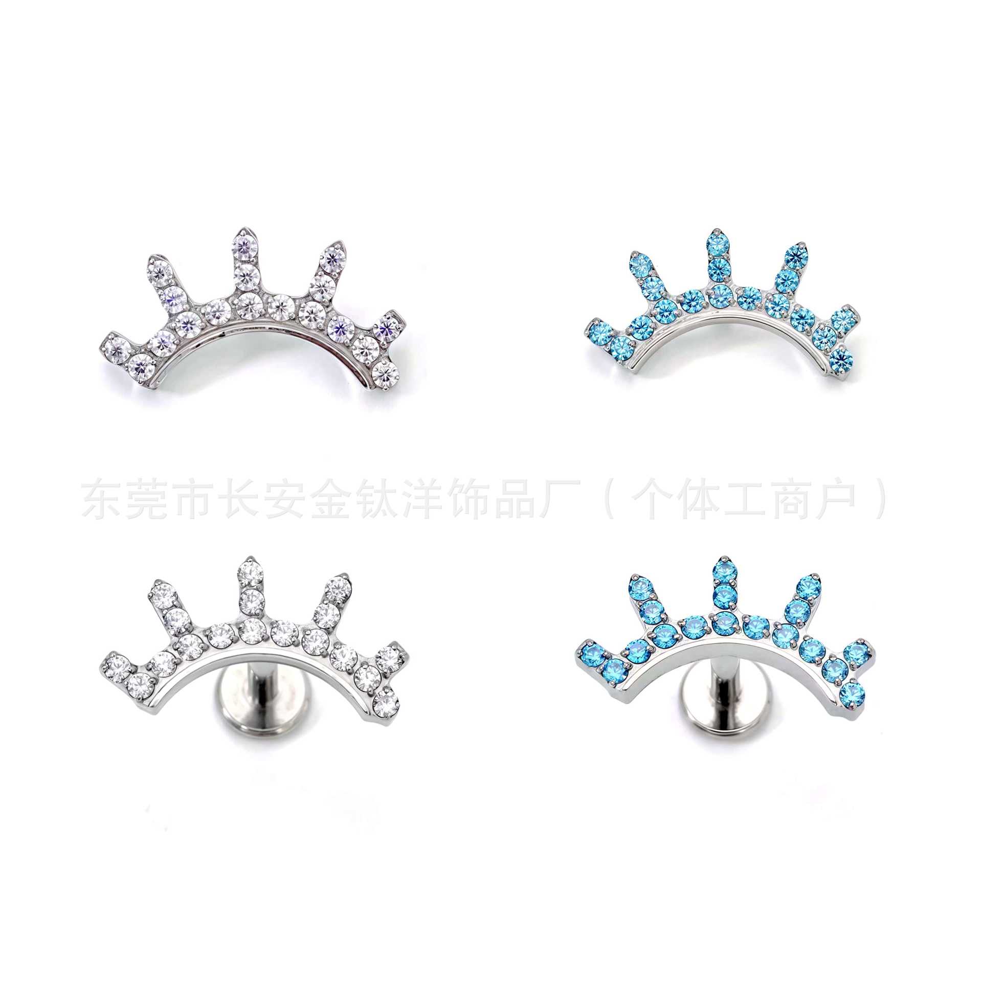 F136 Titanium New Geometric Zircon Earrings Cochlear Nail Ear Bone Nail G23 Titanium Alloy Body Piercing Jewelry - Image 5