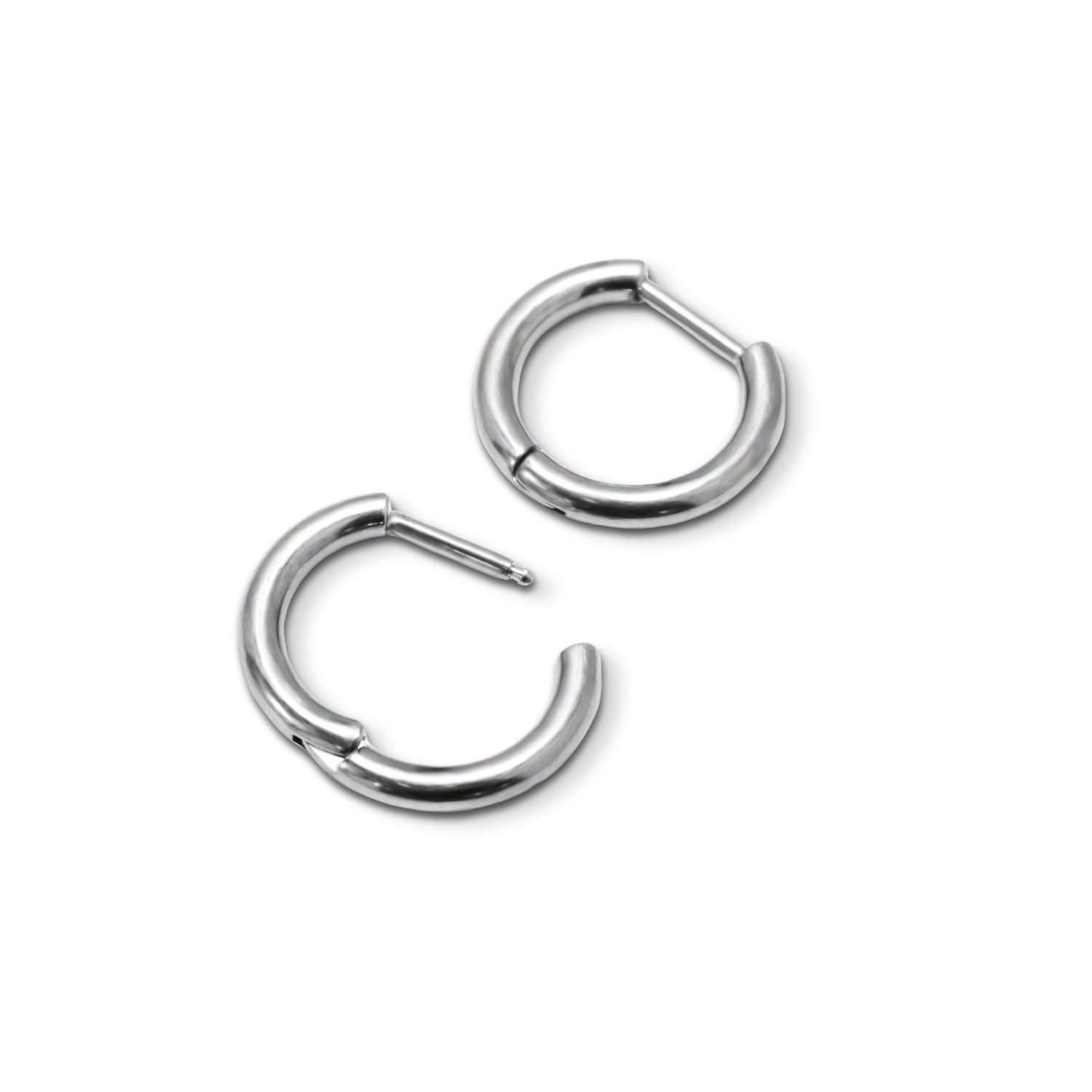 F136 Titanium Alloy Straight Pin Earrings G23 Titanium Ear Buckle Plain Ring D-Shaped Ear Stud - Image 2