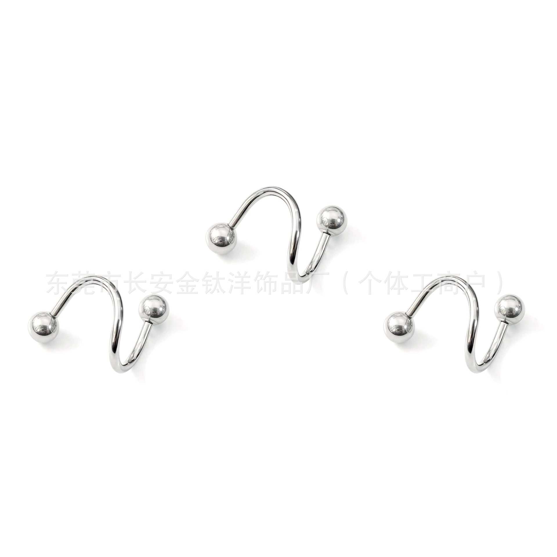 F136 Titanium Internal Thread Double-Headed Round Ball Pointed Cone S-Shaped Rod Lip Ring Lip Nail Earrings G23 Titanium Alloy Piercing Jewelry - Image 3