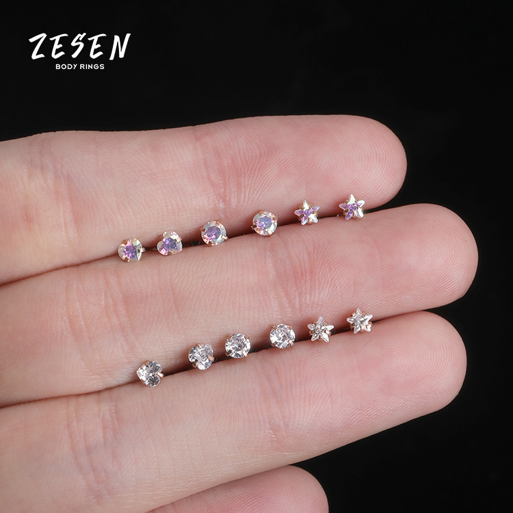 Cross-Border New Personality Zircon Stainless Steel Lip Nail Lip Ring European and American Thread Inner Tooth Lip Decoration Piercing Jewelry Wholesale - Image 4