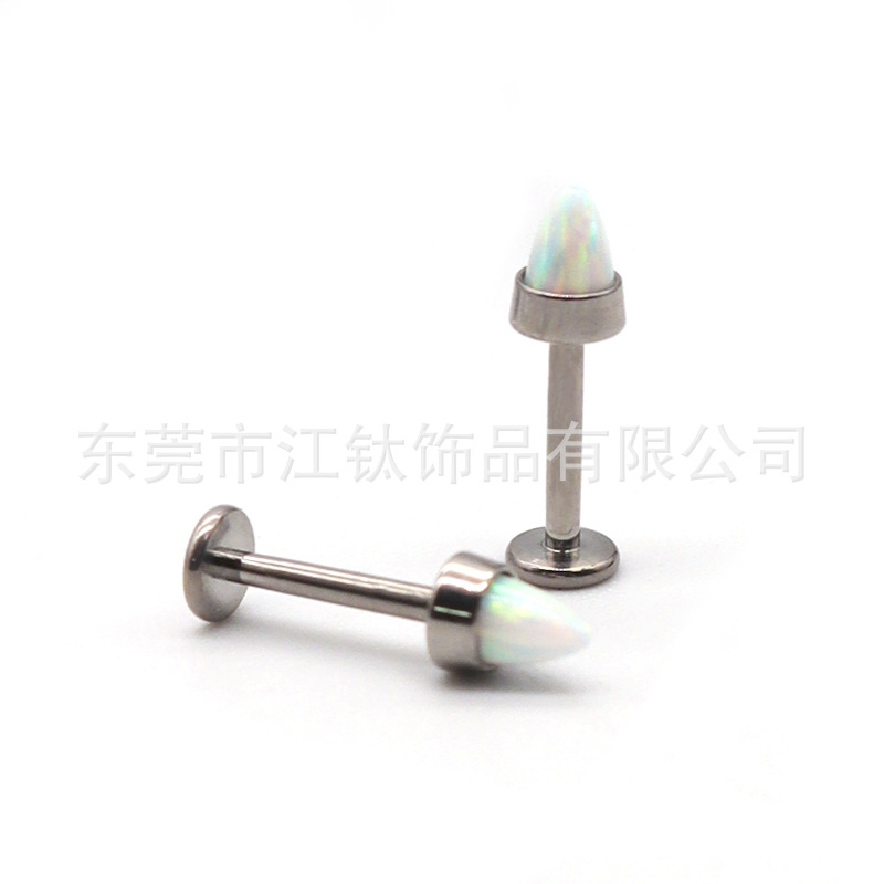 F136 Titanium Lip Stud Opal Cone Thread Labret Piercing Jewelry G23 Alloy - Image 4