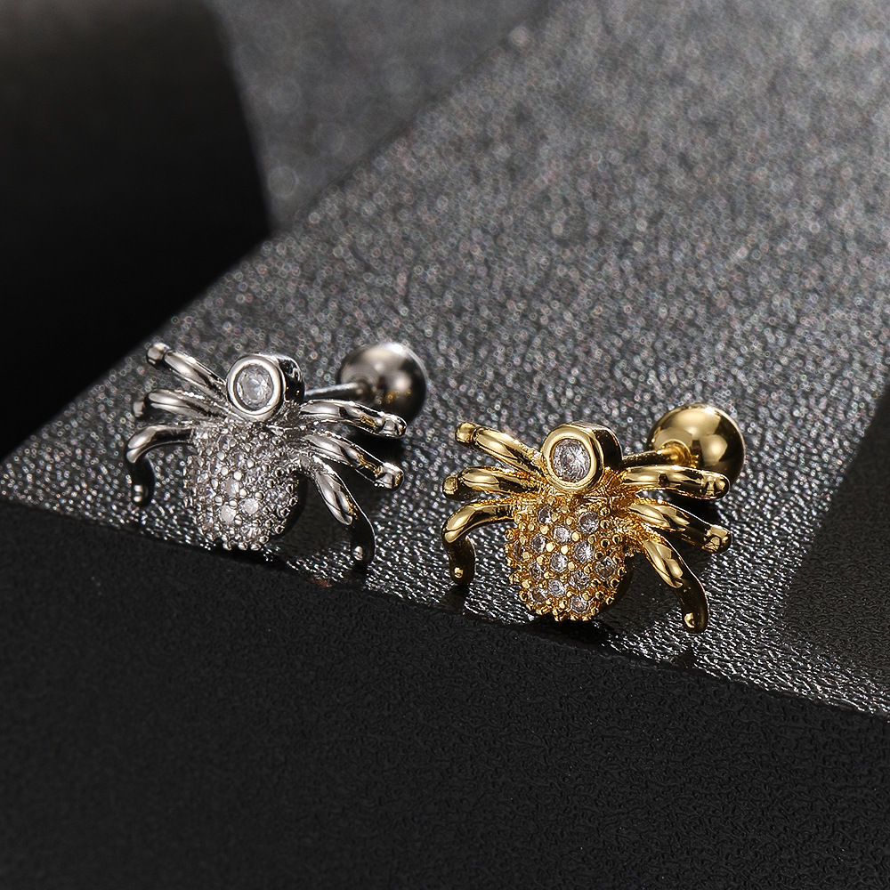 Exquisite Zircon Spider Airplane Elephant Micro-Set Soft Ear Bone Nails Creative Earrings for Women Men - Image 3