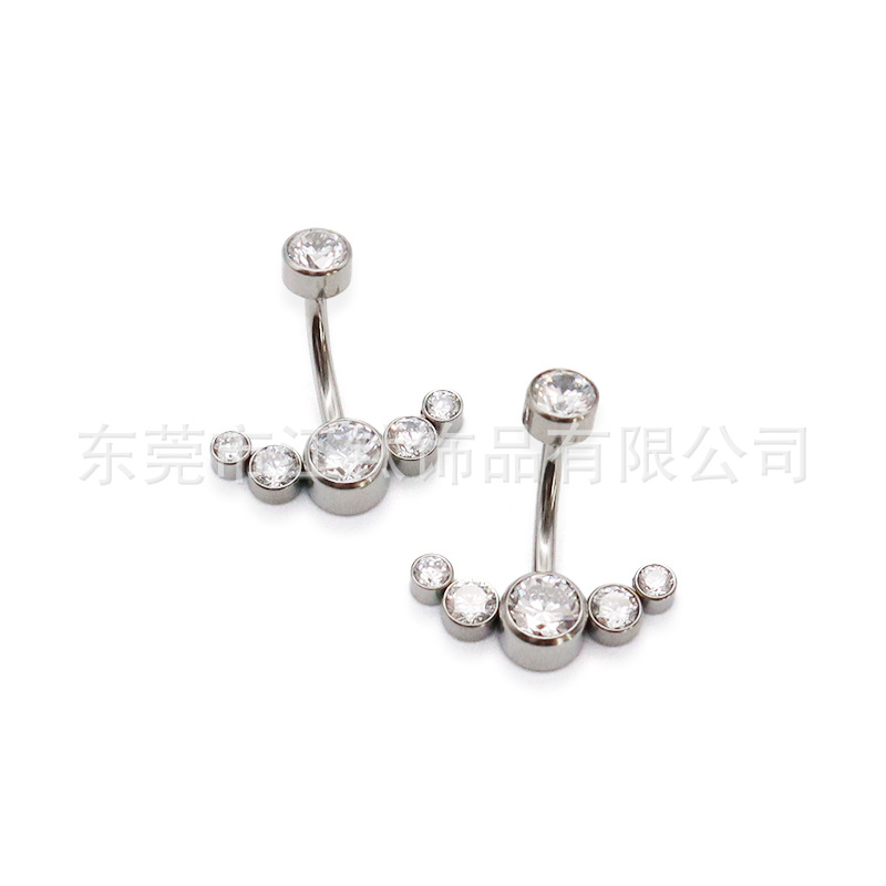 F136 Titanium Navel Ring with G23 Titanium Alloy Cylinder Inlaid 5A Cubic Zirconia Belly Button Piercing Jewelry - Image 4