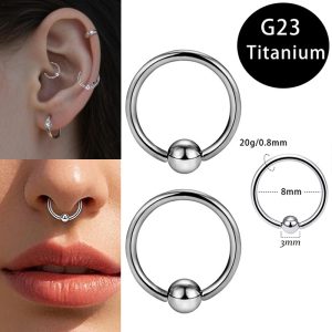 G23 Titanium 20g Nose Ring Clip Ball Ring BCR Multi-Purpose Ring for Nose Ear Piercing