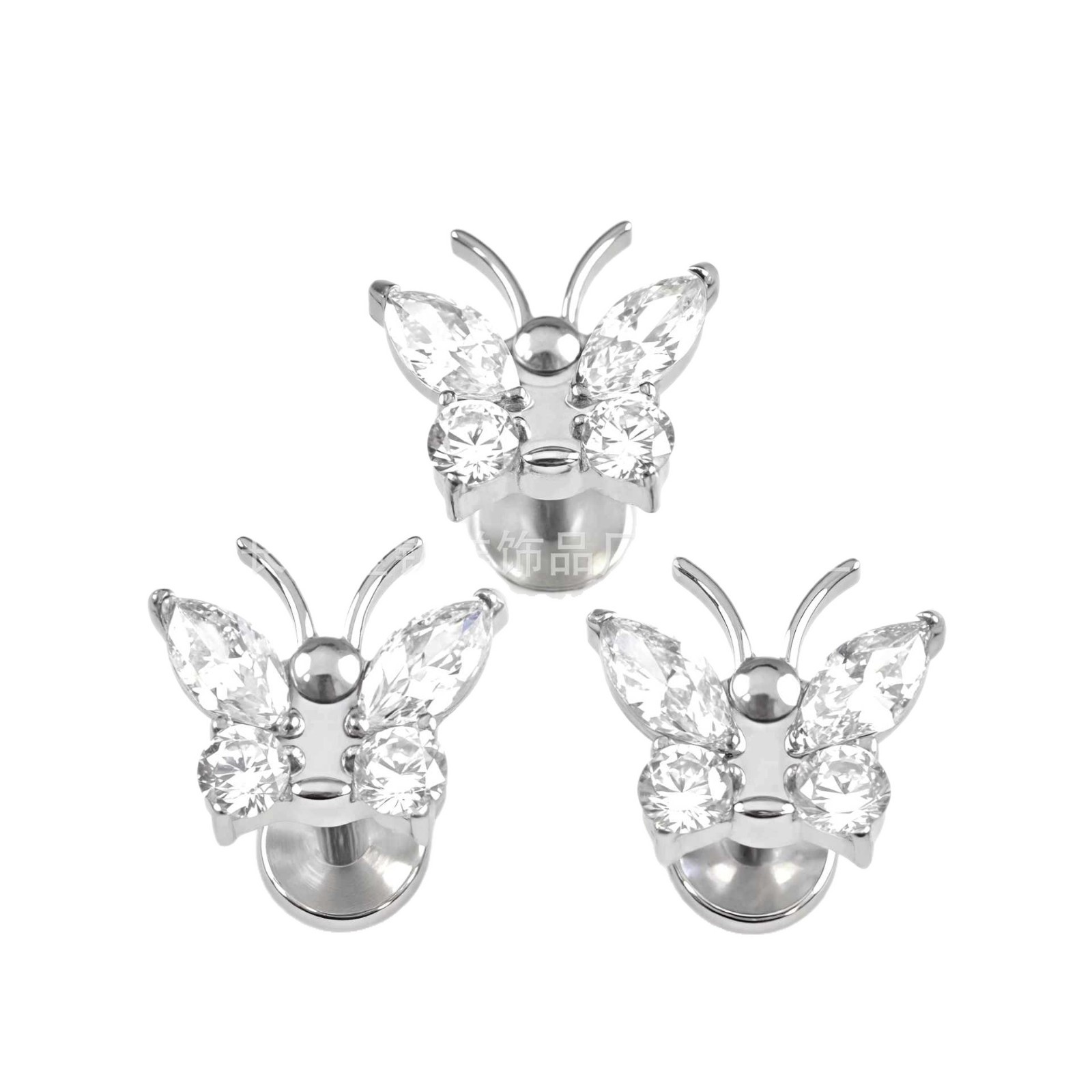 F136 Titanium Butterfly Tentacle Earrings Set with 5A Zircon Lip Nails G23 Titanium Alloy Body Piercing Jewelry - Image 5