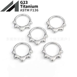F136 Titanium Heart-Shaped Closed Ring Earring Nose Ring Seamless Ring Piercing Jewelry