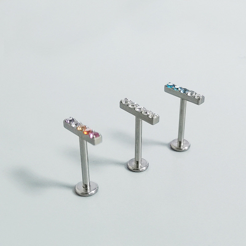 F136 Lip Nail Inlaid Diamond Ear Bone Nail G23 Titanium Alloy Body Piercing Jewelry Customization with Drawings and Samples - Image 3