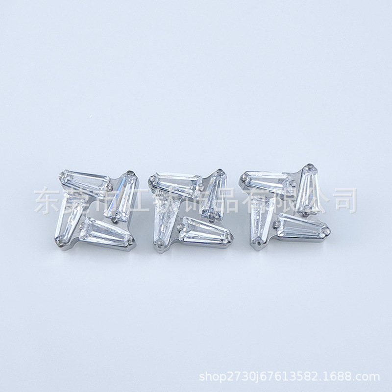G23 Titanium Ear Stud Earring Square Hollow Inlaid Zircon Gold Body Piercing Jewelry - Image 4