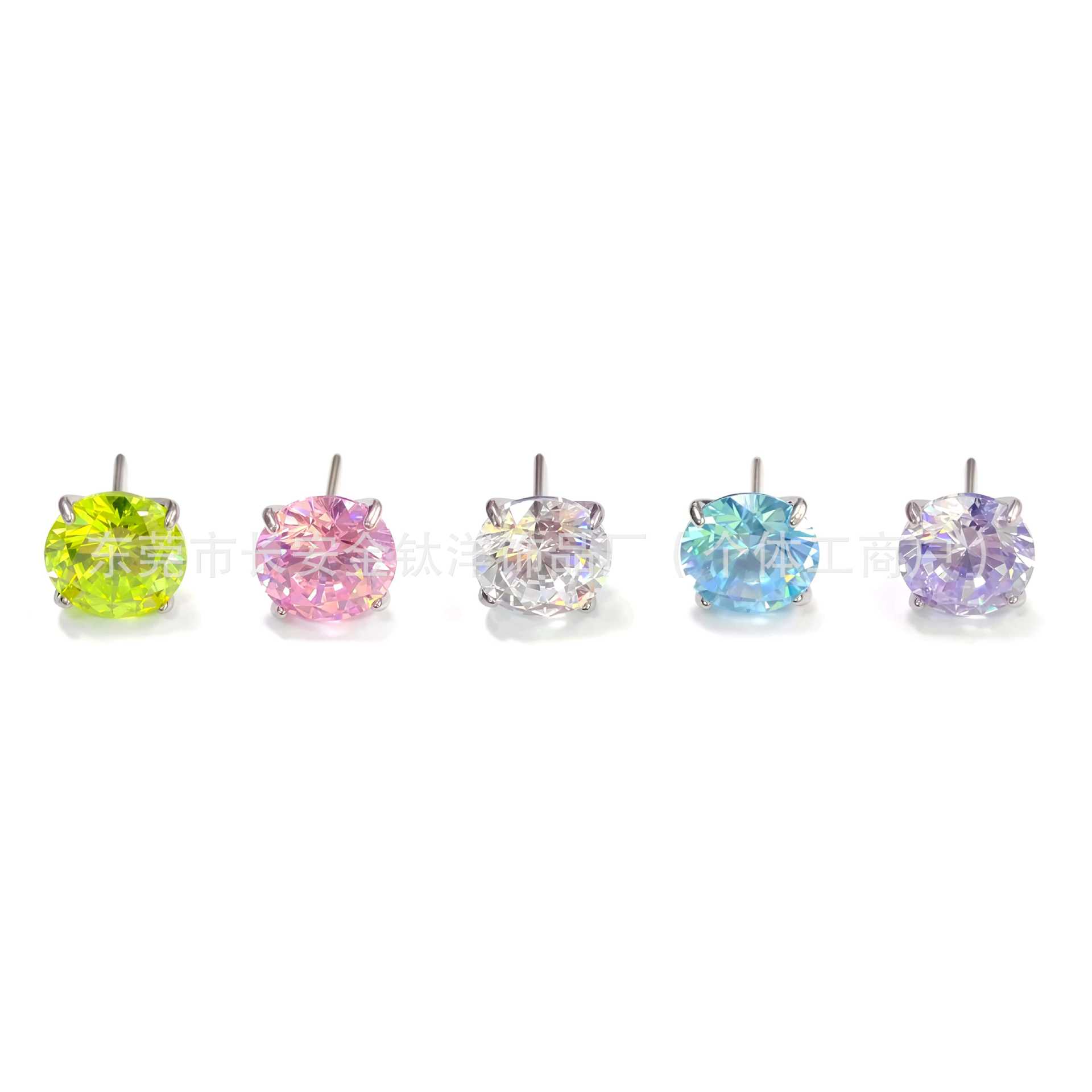 F136 Titanium Pin-Style Claw-Set 5A Zircon Lip Stud Nose Stud Ear Stud G23 Titanium Alloy Piercing Jewelry - Image 2