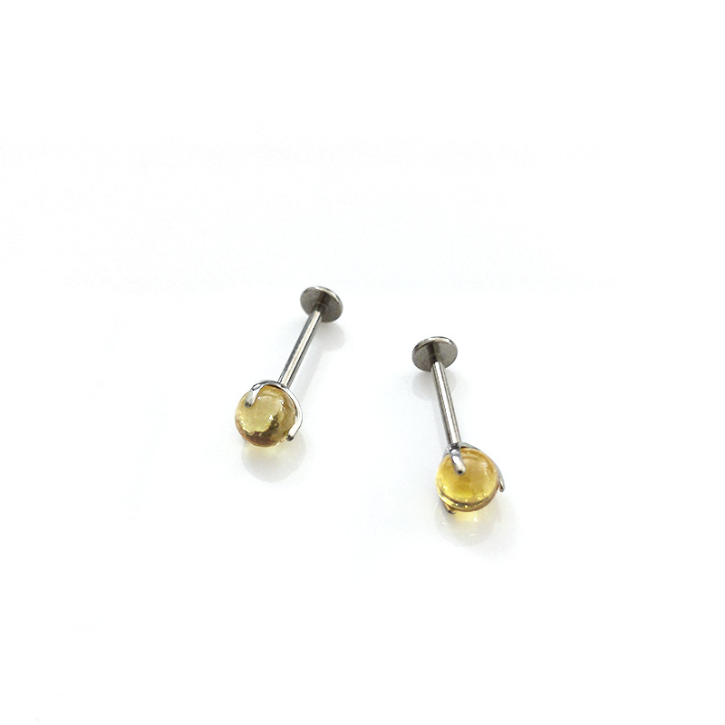 F136 Titanium Lip Nail 4mm Zircon Ball Labret Stud Earring G23 Titanium Alloy Body Piercing Jewelry - Image 5