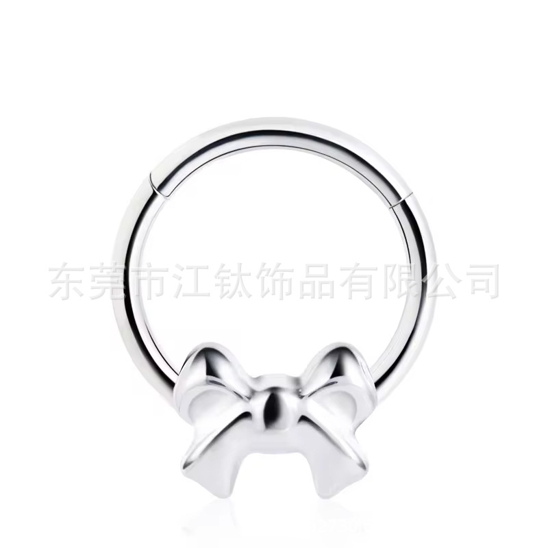F136 Titanium Nose Ring Bow Earrings Fashion Seamless Ring G23 Titanium Alloy Body Jewelry - Image 5