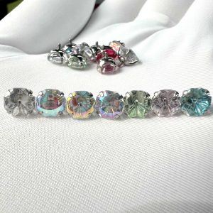 F136 Titanium Alloy Octagonal Jellyfish-Cut Zircon Earrings, G23 Titanium Ear Cartilage Studs, Claw Zircon Body Piercing Jewelry