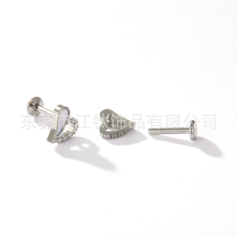 G23 Titanium Alloy Heart Star Inlaid Zircon Cartilage Earring - Gold - Image 2