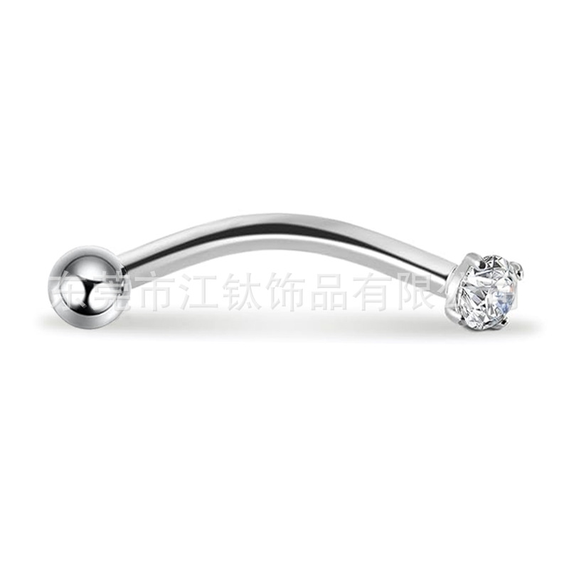 G23 Titanium Eyebrow Ring Inner Thread Bending Rod Ball Claw Zircon Arc Body Piercing Jewelry - Image 5