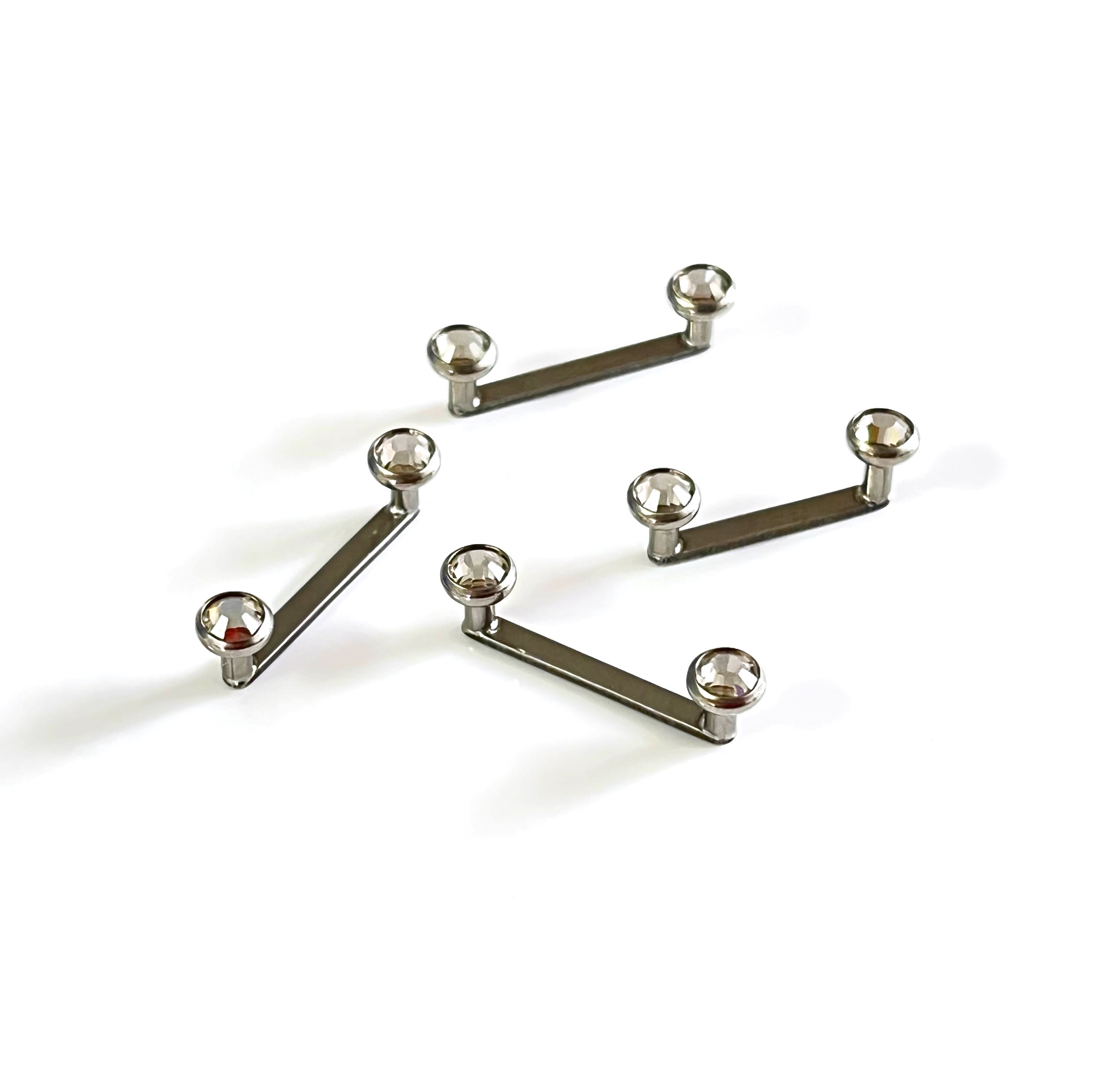 G23 Titanium Buried Nail Lock Bone Nail Inlaid Czech Diamond Titanium Alloy Piercing Jewelry Double-Headed Right Angle Skin Implant Nail - Image 5