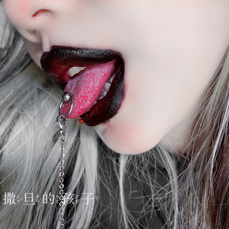 Tongue Nail Chain Tongue Ring Hot Girl Tongue Nail Punk New Piercing Jewelry Stainless Steel Set - Image 2
