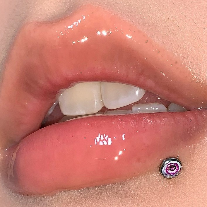 Pink Love Bubble Lip Labret Stud Titanium Steel Internally Threaded Gradient Colorful Hot Girl Style Lip Piercing Jewelry Wholesale - Image 3