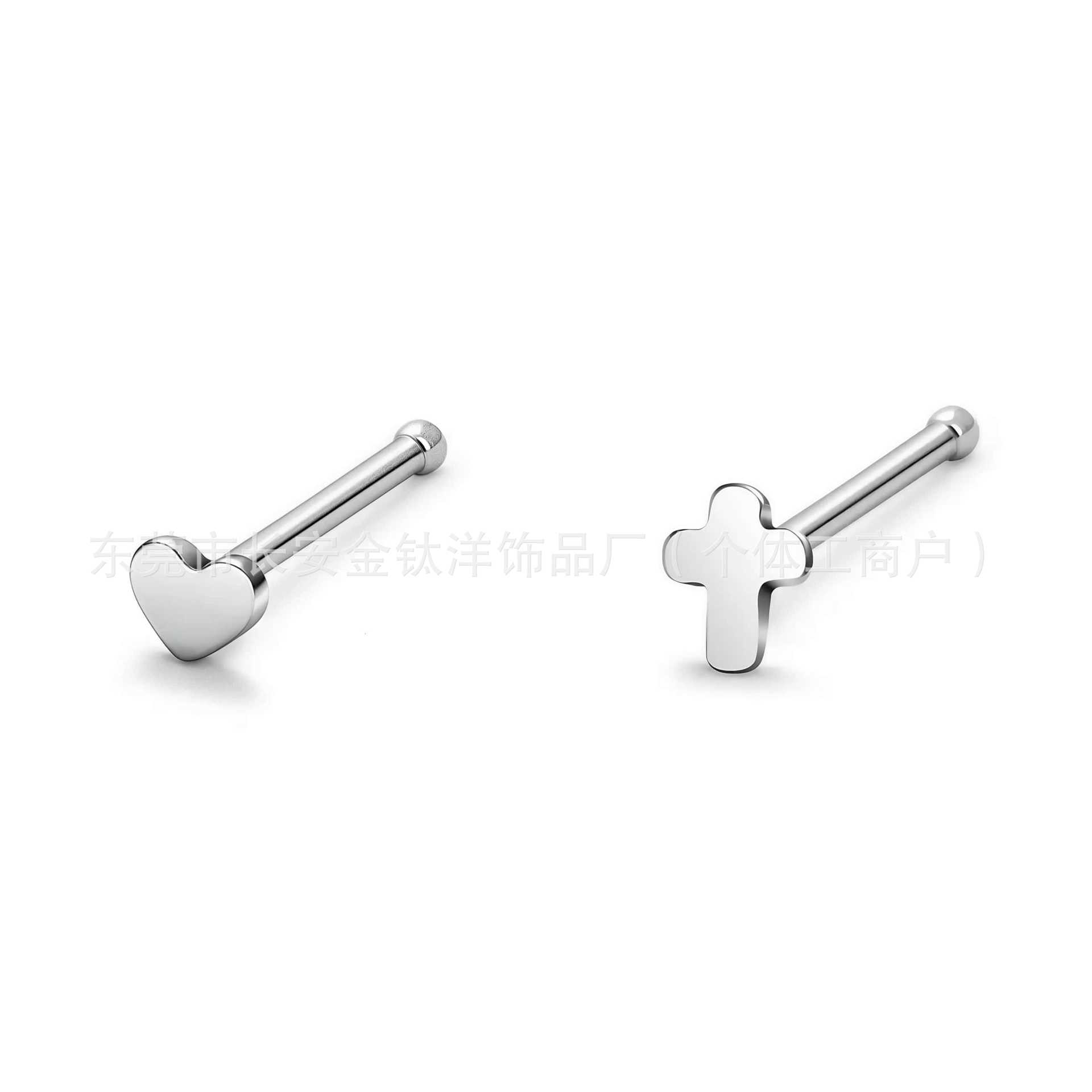 F136 Titanium Heart Star Moon Cross Nose Nail Lip Stud 1-Shaped Piercing Jewelry - Image 4