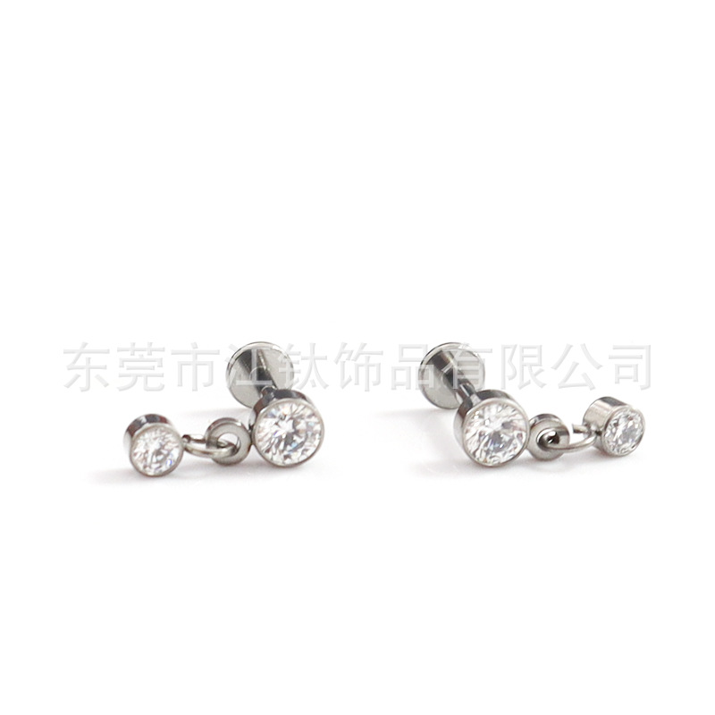 F136 Titanium Earring Pendant Set 5A Zircon Lip Nail Cross-Border G23 Titanium Alloy Human Piercing Jewelry Ear Bone Stud - Image 5