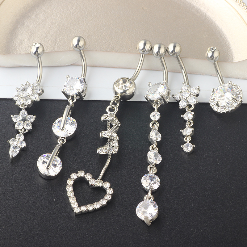 Sell Good Amazon Belly Button Ring Set Navel Ring Body Piercing Jewelry 6-Piece Set - Image 2