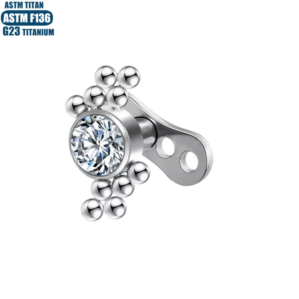 1.2*0.9mm 136 Titanium Alloy Dermal Anchor with Base, Inlaid Zircon Welded Ball, Internally Threaded Buried Nail - Image 2