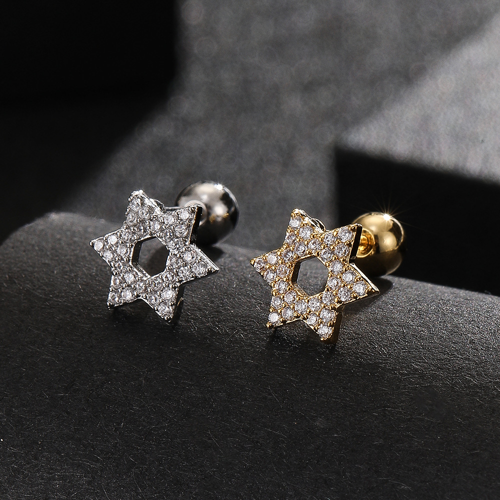 Titanium Steel Screw Rod Ear Bone Nail Love Pentagon Heart Cartilage Earring High-End Niche Ear Jewelry - Image 5