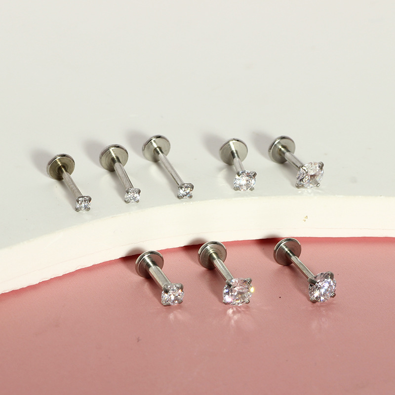 316L Surgical Steel Personalized Zircon Lip Nail Lip Ring - European and American Fashion Inner Tooth Lip Piercing Jewelry - Image 4