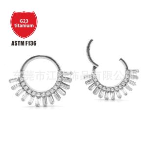 G23 Titanium Nose Ring - 1.2x8mm Closed Mouth Nose Ring with CZ Zircon for Women Men - Seamless Hoop Body Piercing Jewelry