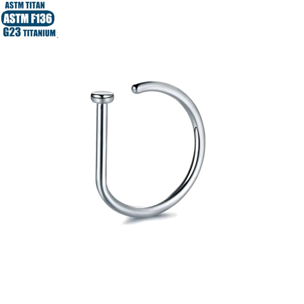 F136 Titanium D-Shaped Nose Ring Fake Nose Hoop No Piercing Required Hip Hop Men Women Body Jewelry - Image 3