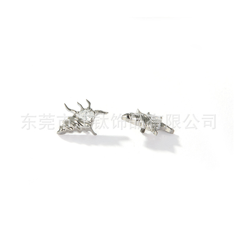 G23 Titanium Conch Ear Stud Inlaid Zircon Cross Cartilage Piercing Jewelry JT735 - Image 4