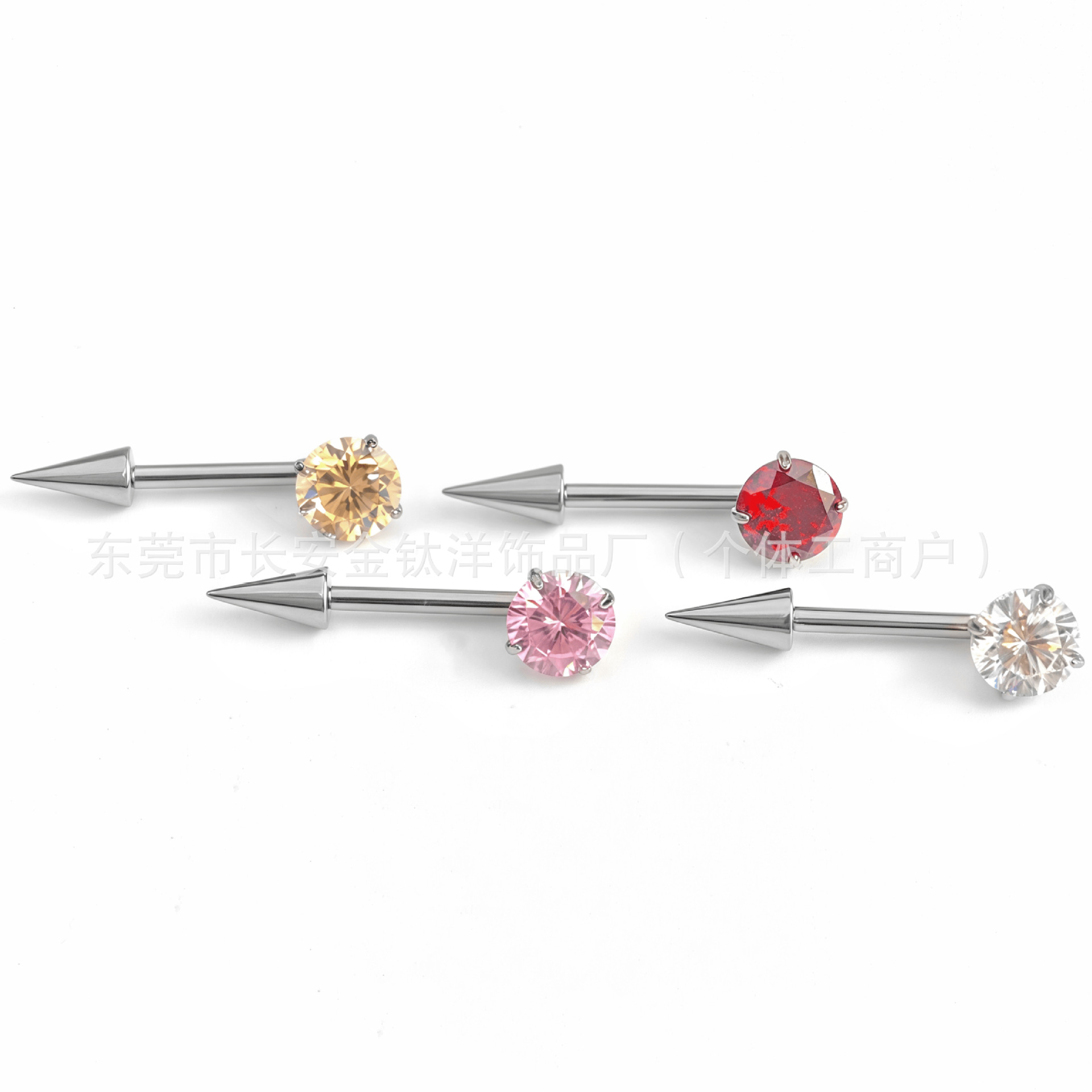 F136 Titanium Internal Thread Pointed Cone Zircon Tiger Nail Earrings G23 Titanium Alloy Body Piercing Jewelry Ear Bone Nails - Image 3