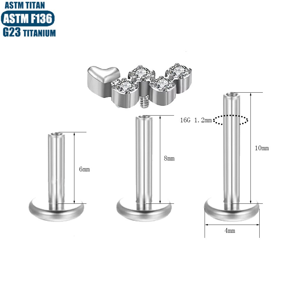 F136 Titanium Perforated Zircon Earrings Inner Tooth Thread Lip Ring Tragus Small Earring Diaphragm Jewelry - Image 4